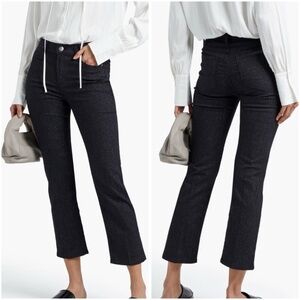 FRAME Women Size 26 Le High Straight Metallic Pinstripe Jeans Black Silver